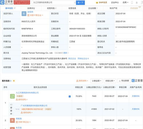 天赐材料投资成立科技公司,注册资本近亿元